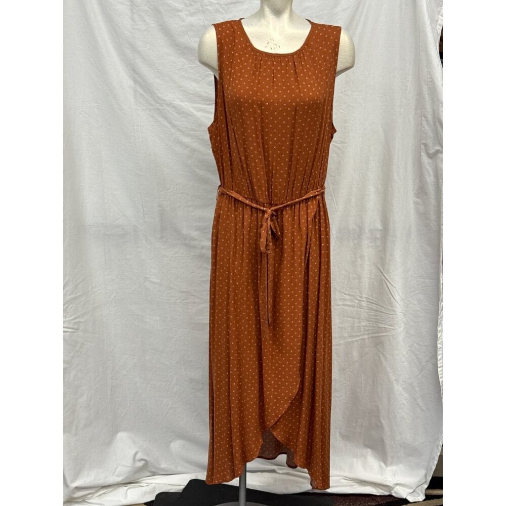 Apt. 9 Womens Brown Polka Dot Tulip Hem Maxi Dress Size XL Sleeveless Casual